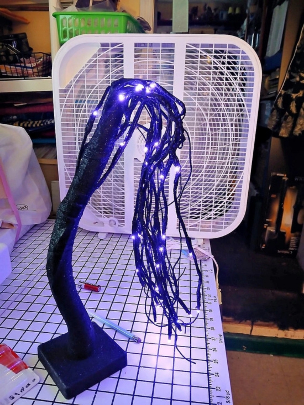 Black LED Light-Up Weeping Willow Decor